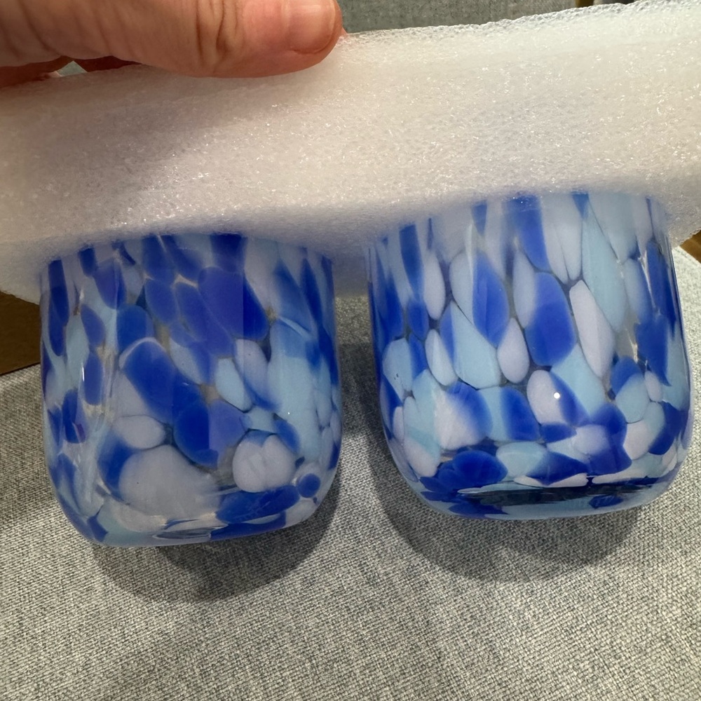Alltrue hand blown speckled glass tumblers - set of two NWT